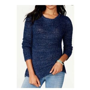 Rampage Long Sleeves Metallic Open Knit Sweater L